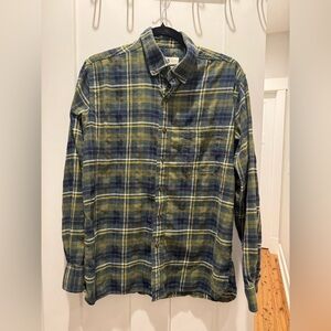 Duck Head Men’s Medium Plaid Flannel Pockets Green Yellow